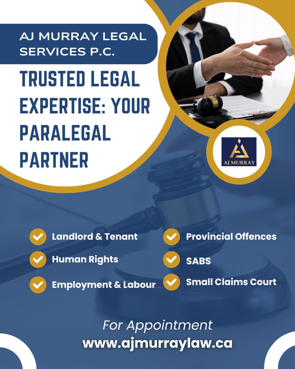 AJMurrayLaw's tweet photo. Navigating legal challenges requires expertise and integrity. At AJ Murray Legal Services, we are dedicated to supporting your cause with professionalism.

For details on our services and how we can help, visit https://t.co/k0FR8w1WGe
#LegalIntegrity #CivilApproach #ajmurraylaw https://t.co/YptVxSRyWw