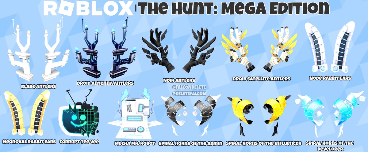 FalconDelete's tweet photo. Roblox THE HUNT: MEGA EDITION Official Event Items! https://t.co/8i8KnlSVna