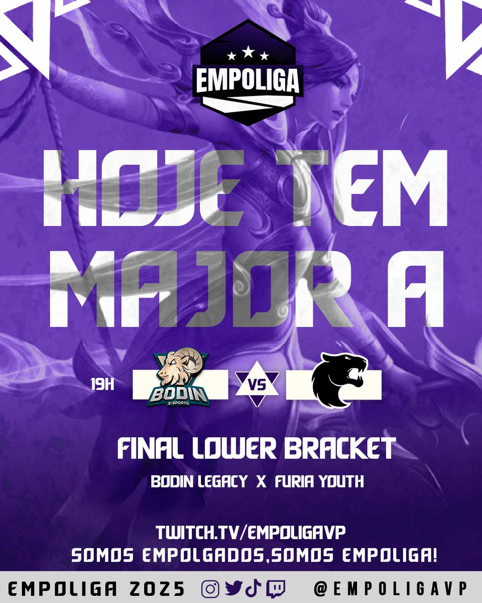 EmpoligaVP's tweet photo. 🔥 FINAL DA LOWER: DECISÃO! 🔥

Vai ter @bodinesports Legacy x @FURIA Youth se enfrentando em um duelo decisivo que vai definir o segundo finalista da Major A 2025-1!

Assista em https://t.co/4A7aSOGZbO – AO VIVO AGORA!

#EMPOLIGAVP #EMPOLIGA #MAJORA #MAJOR2025 https://t.co/3boeEJ4hX9