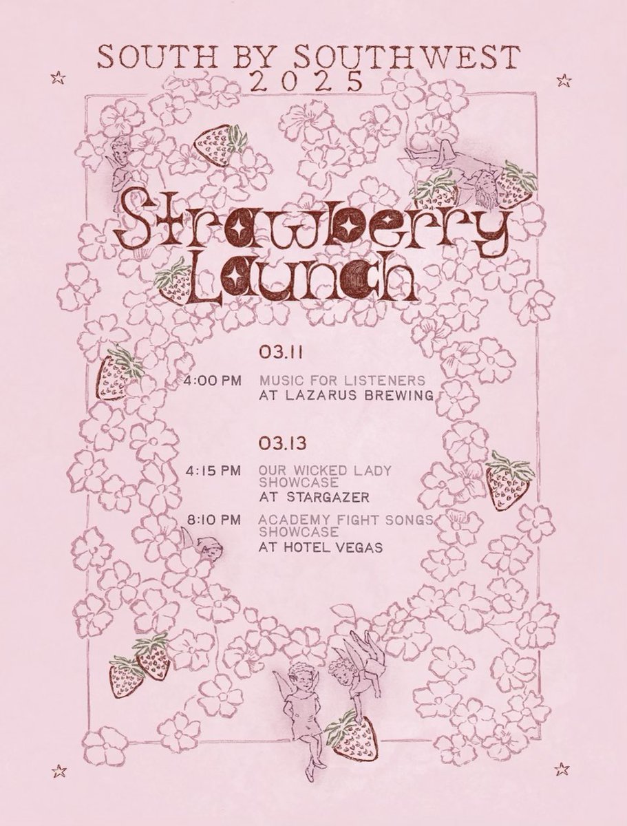 launchtheband's tweet photo. We’re so excited to be back at #SXSW next week!! Come check us out at a showcase:)

Poster Design by @sophiuhrogers https://t.co/dTG2gyGyfe