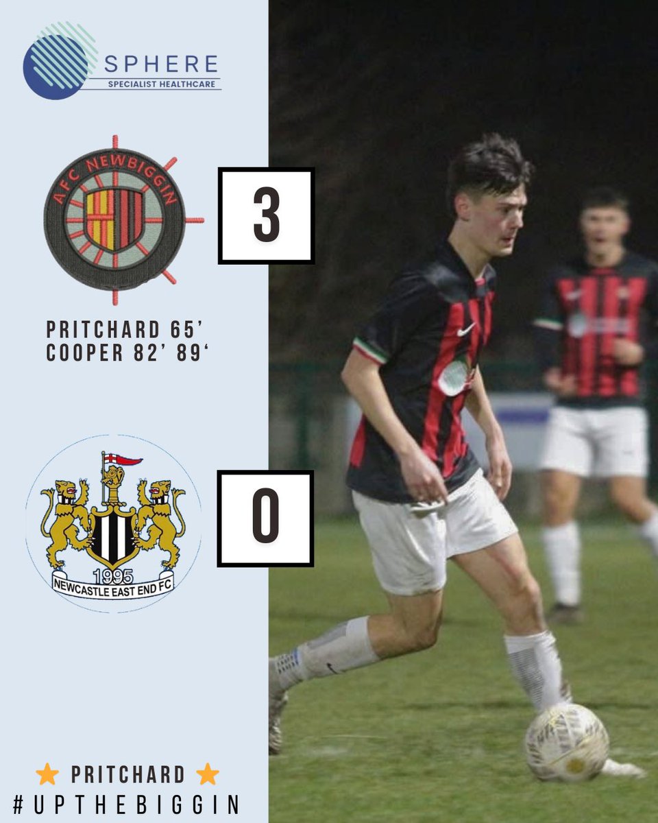AFCNewbiggin's tweet photo. HARD FOUGHT WIN FOR THE BIGGIN 💥 

A really difficult game from start to finish with both sides having a poor first half which impacted the second for the lads, who all dug deep to get all three points at the end 👏🏻 

#UpTheBiggin
#UTB
❤️🖤 https://t.co/EkPNckVqg7