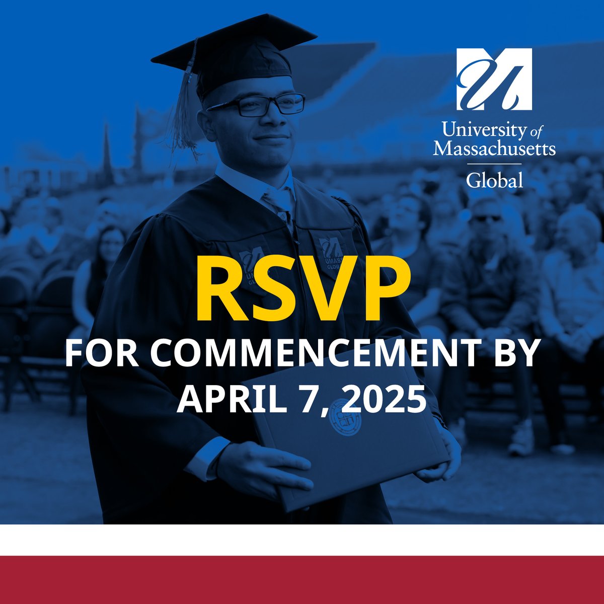 Attention Summer Graduating Students! Check your university inbox for an email invitation from Tassel. It's time to register yourself and secure guest tickets for commencement. #UMassGlobalGrad