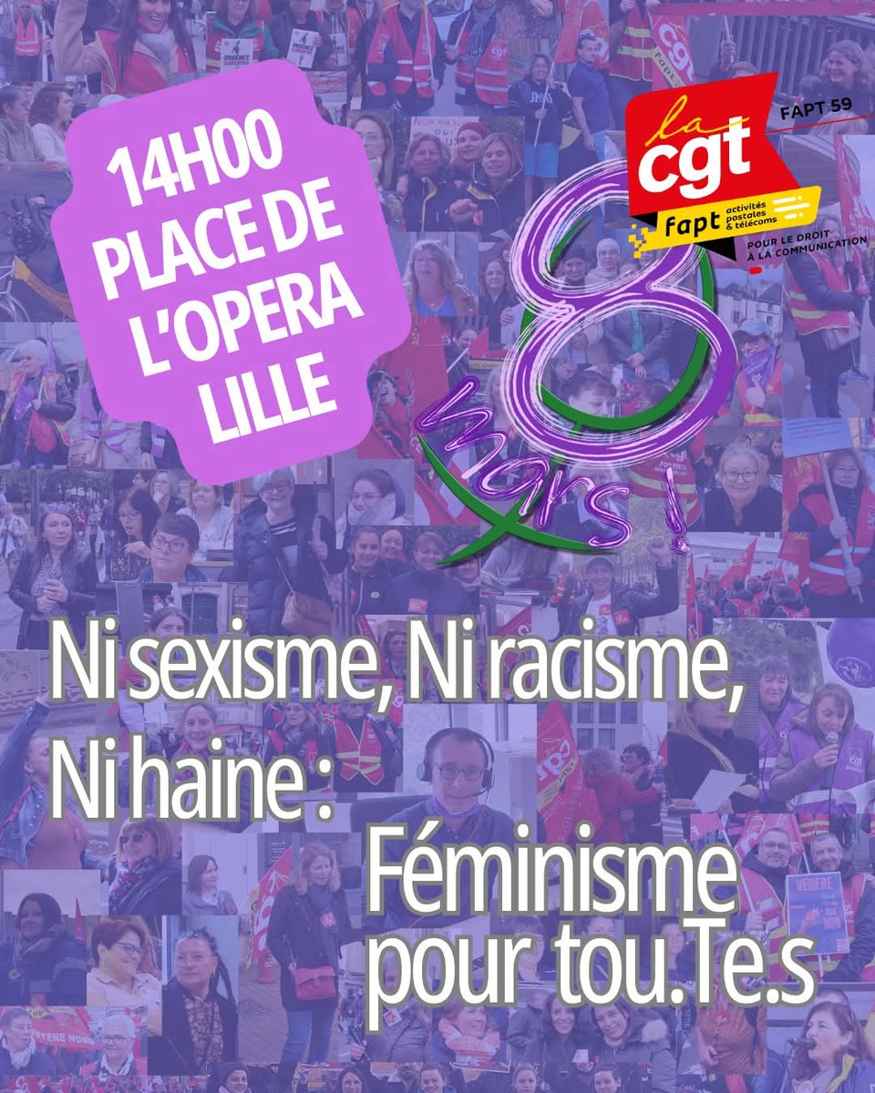 CFaptcgt59's tweet photo. LUTTE POUR LES DROITS DES FEMMES ! 
Demain à Lille, tous et toutes ensemble ! ✊
-------------------
#lillemaville #cgtfapt59 #feministe #feminisme #lille #PartoutEnFrance #LaCGT #FAPT #syndicat https://t.co/mV61CWLiLJ