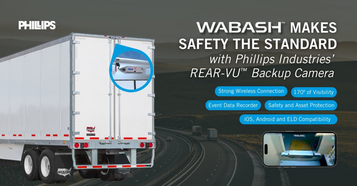 Wabash is setting a new industry standard by making the Phillips REAR-VU™ Backup Camera a standard option on all new 2025 dry van trailers. Learn More at booth 1928 at TMC next week.
Read the full release here: ow.ly/790Y50Ve2FW