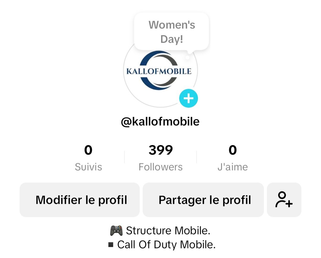KallOfMobile's tweet photo. 🍾Nous avons atteint un total de 399 abonnés sur notre compte TikTok. 

📽 Merci pour votre soutien ! N’hésitez pas à continuer à diffuser notre compte TikTok.

❗️À 1000 FOLLOWERS ! LE LANCEMENT DU 24/24 - 7/7 DES LIVES SANS INTERRUPTION

  🌐https://t.co/Ij0Gk7utVb https://t.co/Mjcqr7NwnR