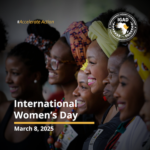 IGADsecretariat's tweet photo. #InternationalWomensDay | Accelerate Action: Advancing Gender Equality in the IGAD Region

Today, we join the world in celebrating International Women’s Day 2025 under the theme “Accelerate Action.” Now, more than ever, we must move beyond commitments and take concrete steps towards gender equality in our region.
Through our IGAD Gender Strategy (2023-2030), we continue to promote:

✅ Gender-inclusive policies
✅ Economic empowerment for women
✅ Stronger legal protections
✅ Action against gender-based violence

Now is the time to act. Now is the time to accelerate change!

Read more: https://t.co/TPfaPXfdZD

#AccelerateAction #IGADWomen #GenderEquality
