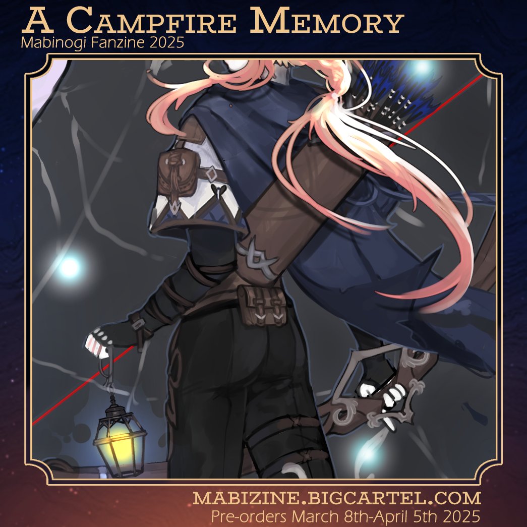 The fire be cracklin in "A Camp Fire Memory"! I'm so honored to have worked with so many great Mabinogi artists! I'm Exited beyond the soul stream to help bring fellow  Milletians a little piece of our fantasy life into the real world. :) 

haha..Ass

 mabizine.bigcartel.com