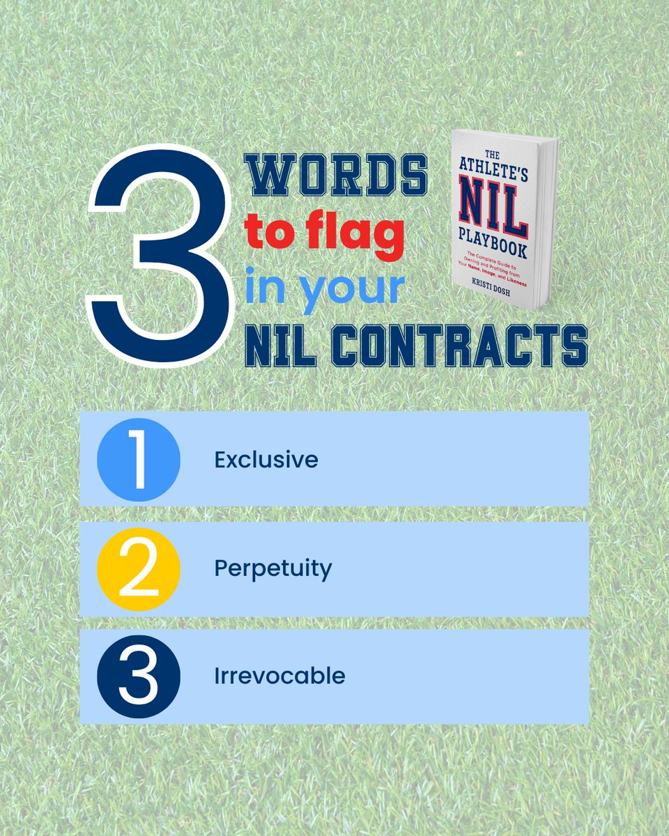 Athletes, if any of these words are in your contract, please do NOT sign before you have an attorney or agent review it. Chances are, you're giving up something you shouldn't. And in the rare case it's appropriate, you should be getting paid more for it.