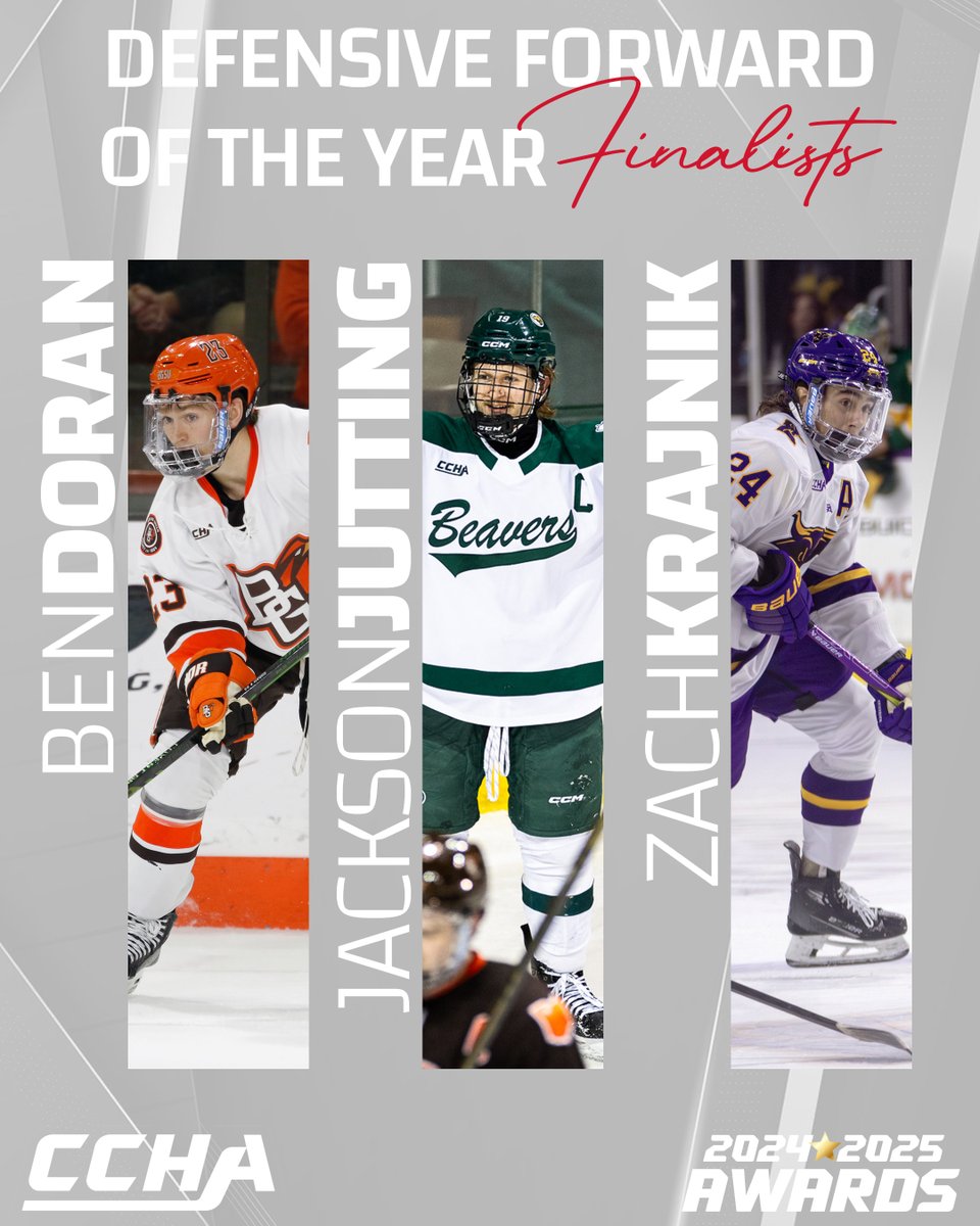 🏆 These three are Finalists for #CCHA Defensive Forward of the Year!

📰: tinyurl.com/2d36t9lb 

#CCHAHockey | #CCHAHonors