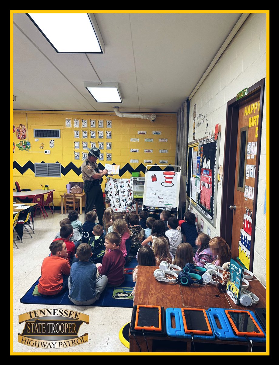 THPKnoxville's tweet photo. 📚👮‍♂️ Trooper Silcox had a great time reading to the students at Fairview Elementary School in Scott County! We always enjoy engaging with our youth and strengthening our community connections. Thanks for having us! #CommunityPolicing #ReadingWithHeroes #ScottCounty https://t.co/gC9X2aCZDc