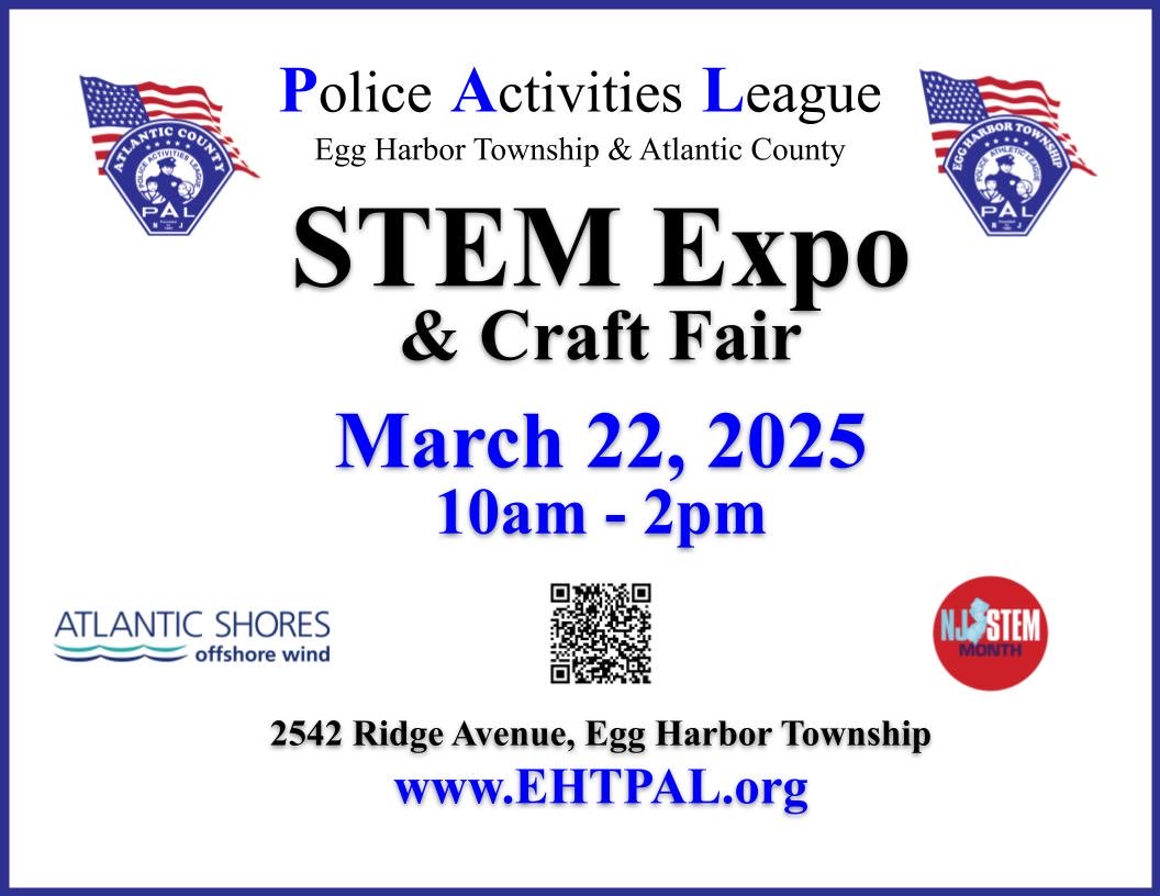 Happ NJ STEM Month!
Celebrating by hosting a STEM Expo 03.22.25 10am-2pm. Join us for a fun filled day of hands-on activities. #NJSTEMMonth #STEM #STEMeducation #EHTPAL #science #technology #engineering #math  #eggharbortownship #newjersey