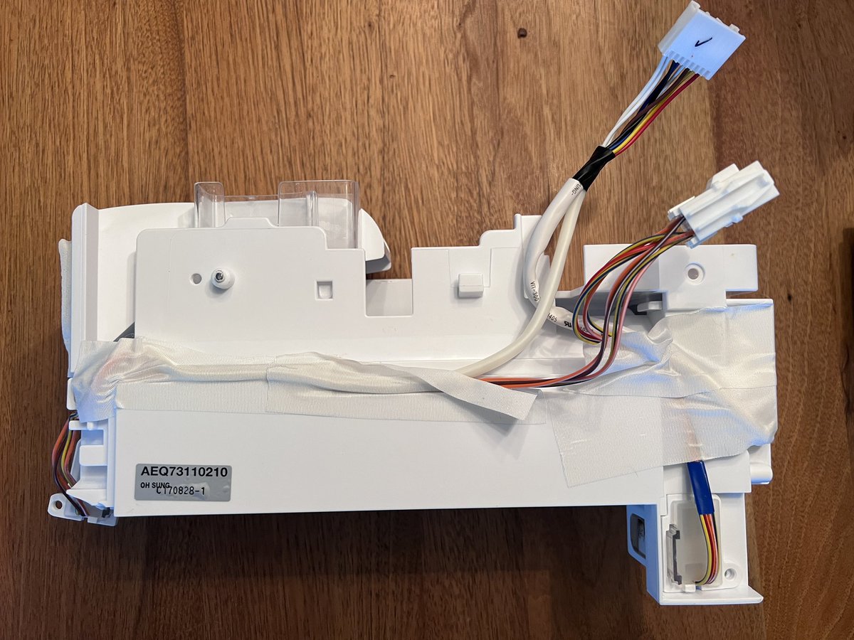 KipKay's tweet photo. @LGUS Diagnosed bad Ice Maker on my LMXC23746S/01. New AEQ73110210 Ice Maker connectors are completely different. Old one has 2 connectors (8 pin and 6 pin). New ice maker has 2 connectors (18 pin and 2 pin) along with a ground &amp; sensor. Where can I get the correct Ice Maker? TY! https://t.co/HnpUUzBD8i