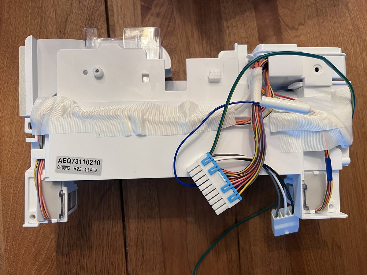 KipKay's tweet photo. @LGUS Diagnosed bad Ice Maker on my LMXC23746S/01. New AEQ73110210 Ice Maker connectors are completely different. Old one has 2 connectors (8 pin and 6 pin). New ice maker has 2 connectors (18 pin and 2 pin) along with a ground &amp; sensor. Where can I get the correct Ice Maker? TY! https://t.co/HnpUUzBD8i