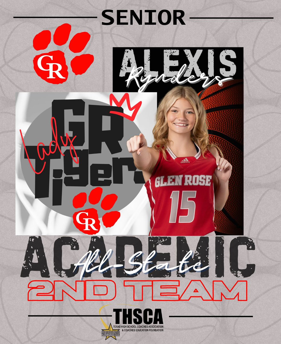 Congrats to Alexis Rynders for being selected 2nd Team THSCA Academic All State!  
#Rise_up #brainsandballer