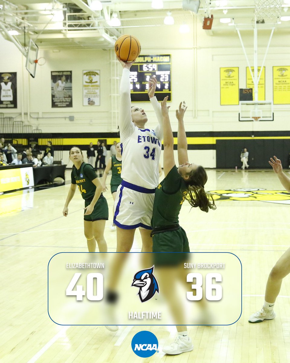 Etown Athletics (@etownbluejays) on Twitter photo WBB | <a href="/BlueJaysWBB/">Etown College WBB</a> lead SUNY Brockport at halftime of the <a href="/NCAADIII/">NCAA Division III</a> First Round. DaniRae Renno already with 8pts & 10reb, Summer McNulty 10pts for #ECWBB in the first half. #FlyWithUs
#d3hoops WBB | <a href="/BlueJaysWBB/">Etown College WBB</a> lead SUNY Brockport at halftime of the <a href="/NCAADIII/">NCAA Division III</a> First Round. DaniRae Renno already with 8pts & 10reb, Summer McNulty 10pts for #ECWBB in the first half. #FlyWithUs
#d3hoops