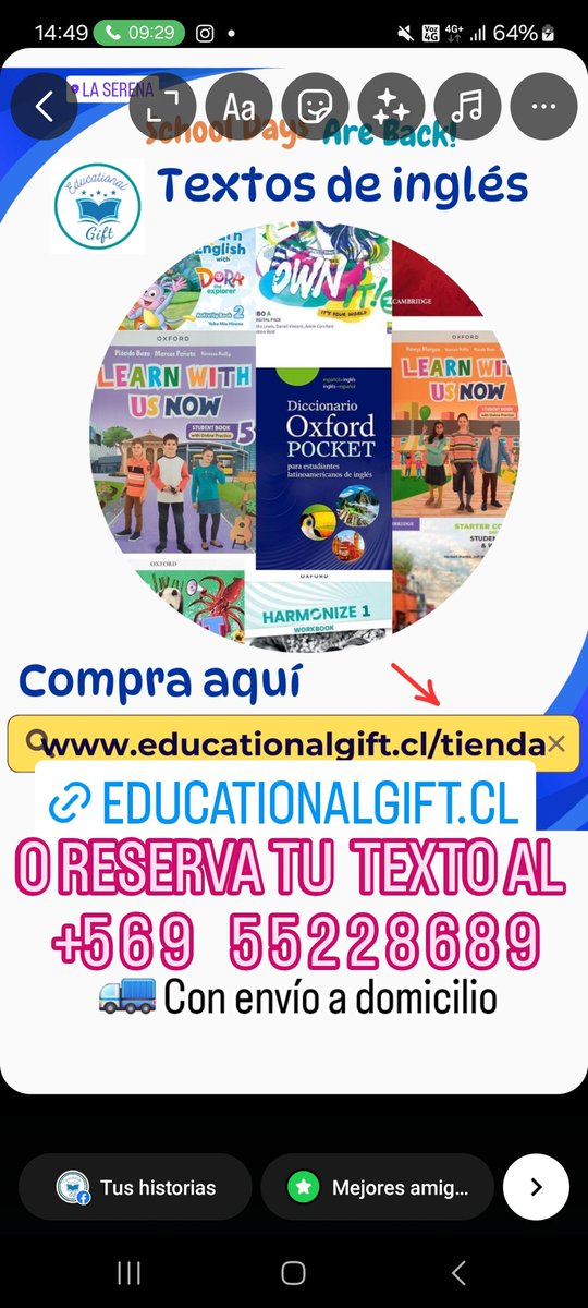 mygiftchile's tweet photo. TEXTOS ESCOLARES DE INGLÉS 2025

✅️No hagas filas ! Reserva ahora 👇 

✅️Compras: 

 https://t.co/redLq9YIdR 

O también puedes reservar tu texto al WhatsApp:
 
☎️+569 55228689

💳 Todo medio de pago
Y LO MEJOR : 
CON ENVÍO A DOMICILIO 
.
#LASERENA #COQUIMBO #CHILE #CL https://t.co/TYnhswhFqJ