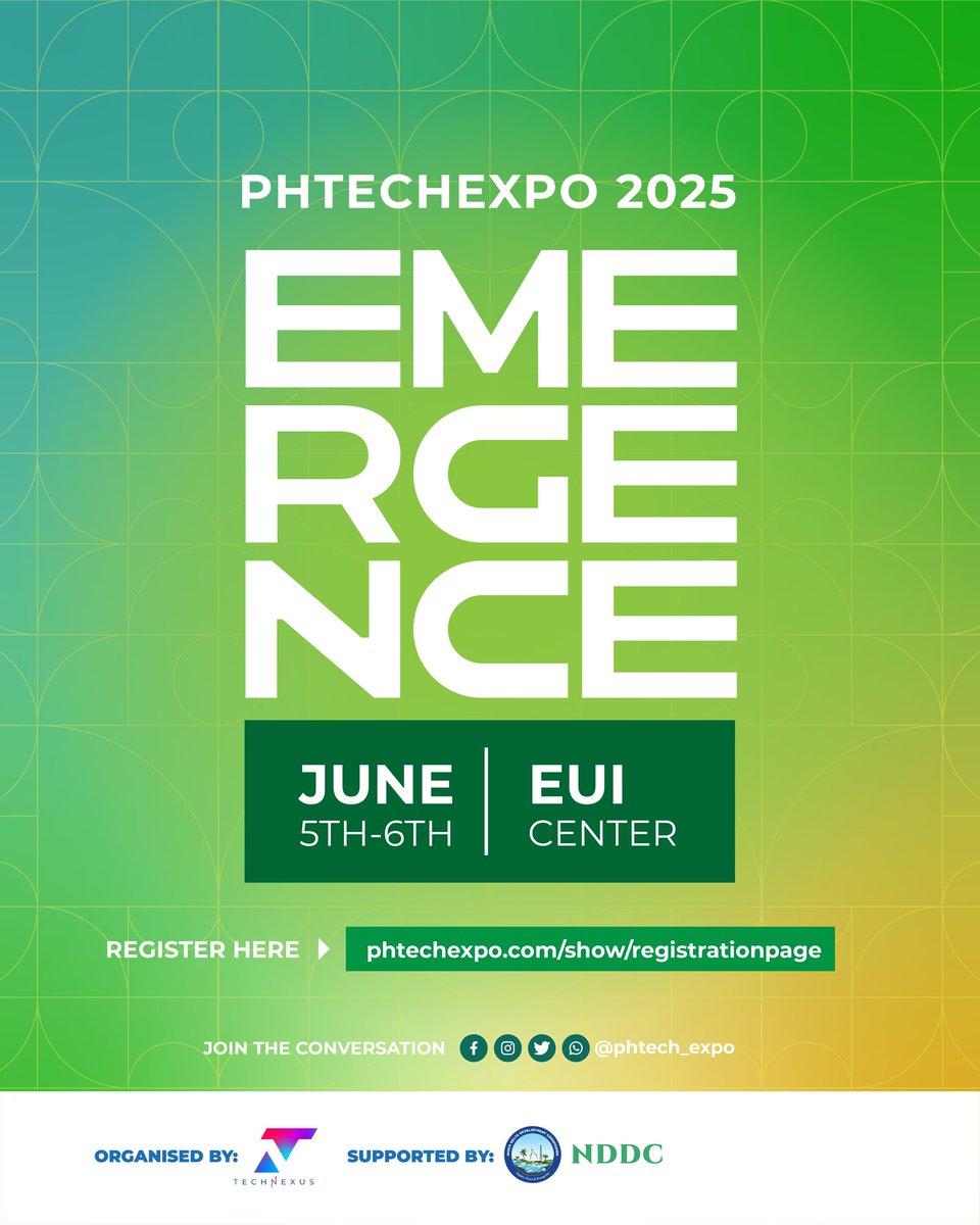 technexustmc's tweet photo. REGISTER NOW!!!

Registration for this year's Port Harcourt Tech Expo is ongoing, go click this link https://t.co/DYqGM6AD55 to register now.

You don't want to miss this year's edition, come partake in this journey of positioning Port Harcourt and the Niger Delta on the https://t.co/LHSU1cQoAJ