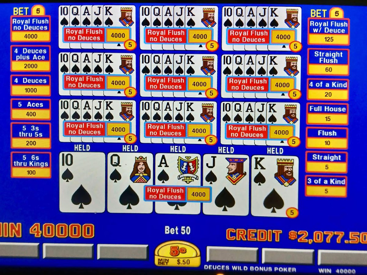 BlueOxTavern's tweet photo. This is the second dealt Royal Flush in ♠️ on Ten Play Video Poker within a month! #whyplayanywhereelse #blueoxtavern https://t.co/mAm19KE3P3