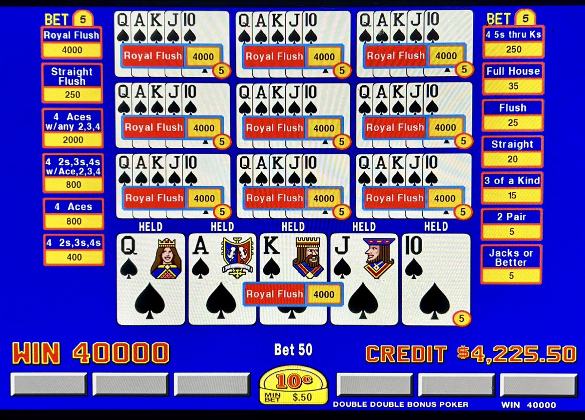 BlueOxTavern's tweet photo. This is the second dealt Royal Flush in ♠️ on Ten Play Video Poker within a month! #whyplayanywhereelse #blueoxtavern https://t.co/mAm19KE3P3