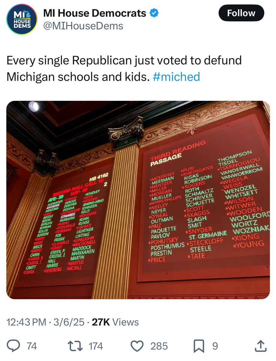 repmikeharris's tweet photo. You misspelled 'Republicans just voted to keep schools open, fully funded, and prevent a shutdown’ Happens to the best of us. https://t.co/dTBmf3gX3a