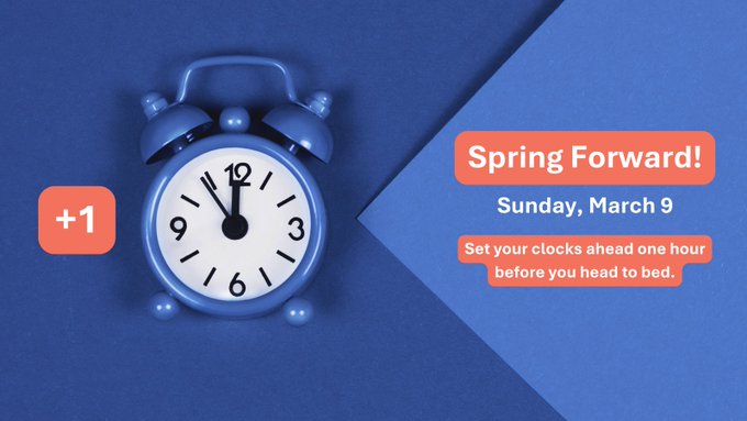 🌸#SpringForward into brighter days! 📷 Set your manual clocks ahead 1 hour before bed or at 2 a.m. on Sunday, March 9. Longer days can be a mental health boost! If you're struggling with the seasonal shift, don’t hesitate to seek support from your primary care provider.