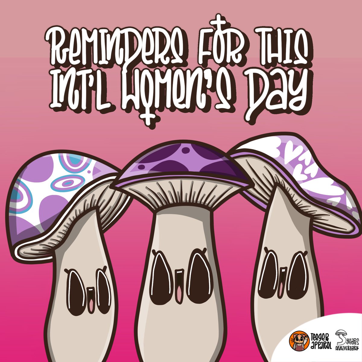 TeegerApparel's tweet photo. Happy #InternationalWomensDay and we have three reminders for everyone today with our mushrooms with their friends
Explore more: https://t.co/iJxVGryloV
#TeegerApparel #QueerOwned #TransOwned https://t.co/jKZV3EG3bY