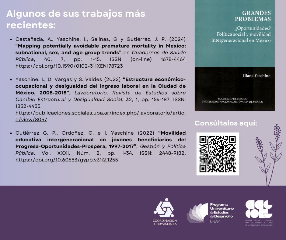 Desde El Colegio de México hasta la London School of Economics, la Dra. Iliana Yaschine (<a href="/IYaschine/">Iliana Yaschine</a>) aporta soluciones a los desafíos sociales.📚
🤓Aquí algunos de sus textos:
doi.org/10.1590/0102-3…
publicaciones.sociales.uba.ar/index.php/lavb…
doi.org/10.60583/gypp.…

#8DeMarzo #8M <a href="/PUEDUNAM/">PUED-UNAM</a>