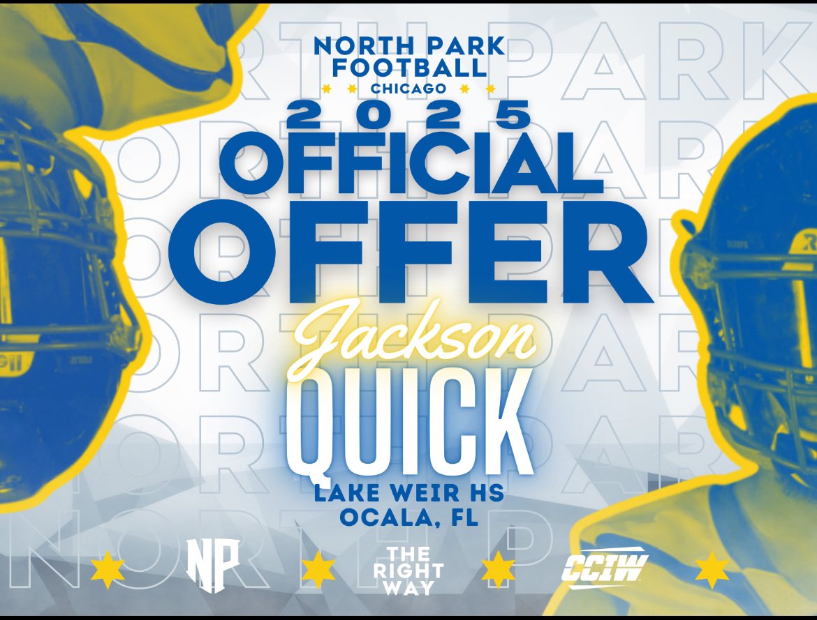 Jackson Quick (@jacksonquick22) on Twitter photo I’m blessed to announce I have received my 4th offer from North Park University
<a href="/CoachRook/">Kyle Rooker</a> <a href="/CoachMattKeith/">Matthew Keith</a> <a href="/Coach_Rob173/">Jason Roberts</a> I’m blessed to announce I have received my 4th offer from North Park University
<a href="/CoachRook/">Kyle Rooker</a> <a href="/CoachMattKeith/">Matthew Keith</a> <a href="/Coach_Rob173/">Jason Roberts</a>