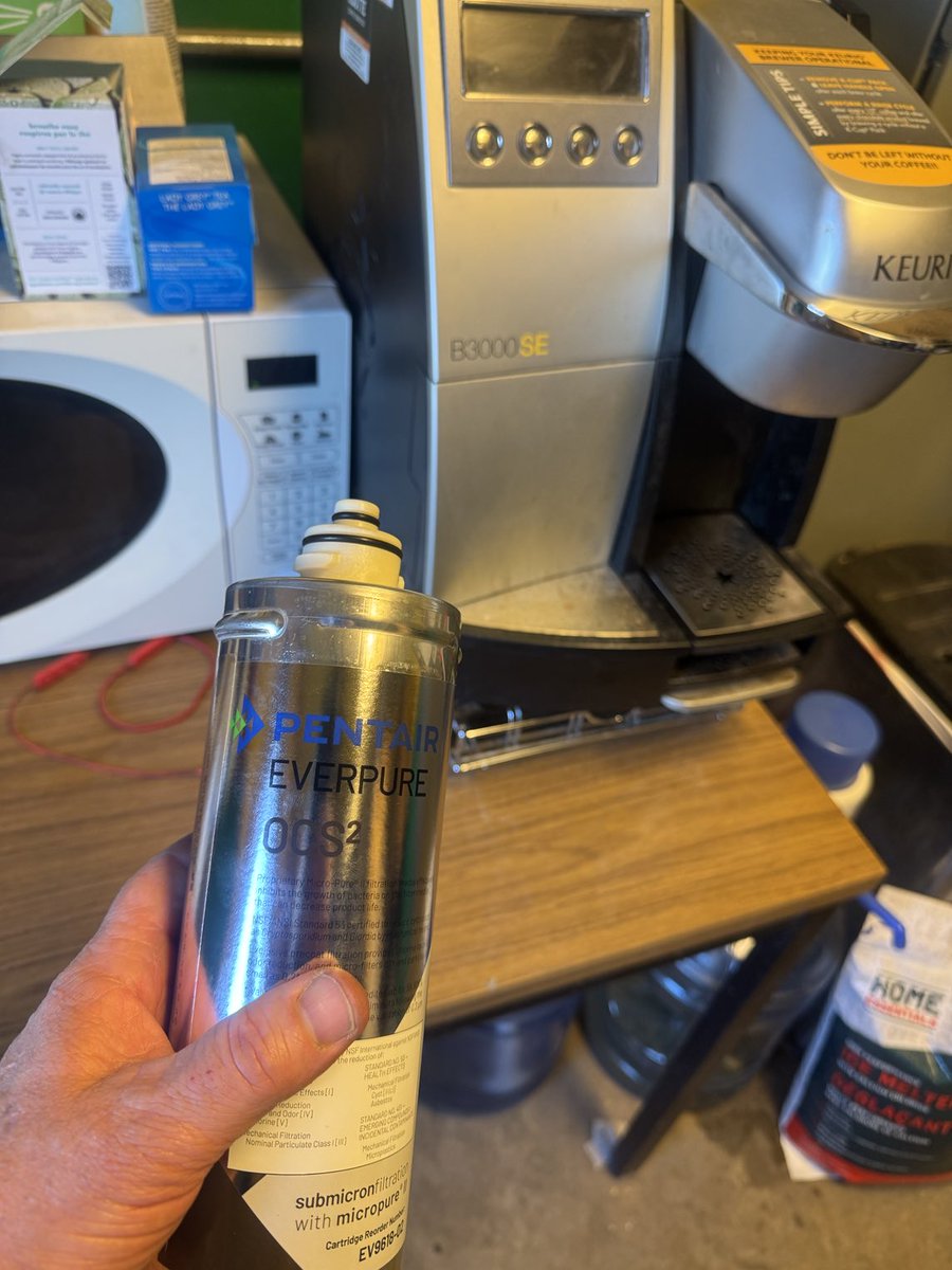 Happy Day!  Got a new filter to replace the plugged one. Coffee machine has been broken down for 4 days and I was starting to fear a staff mutiny.