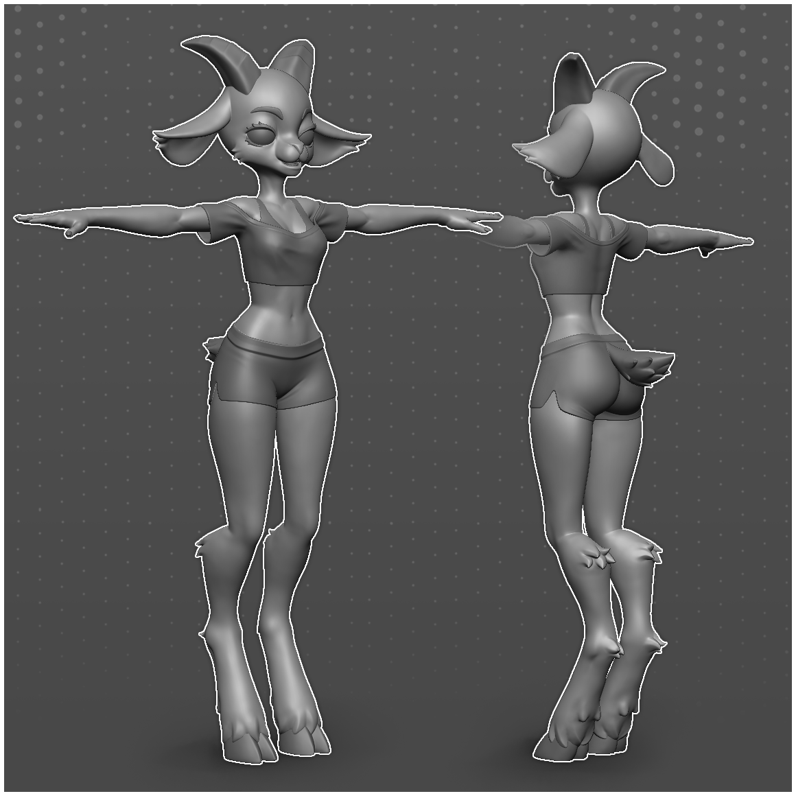 PolycakeArt's tweet photo. I've started working on a new #VRChat avatar and I thought it would be fun to post work in progress shots this time around.    

This is the #Zbrush model, all ready for retopo!  

#3d #art #3dart #digitalart #wip #characterart #furryartwork https://t.co/iT9Wye0AHE