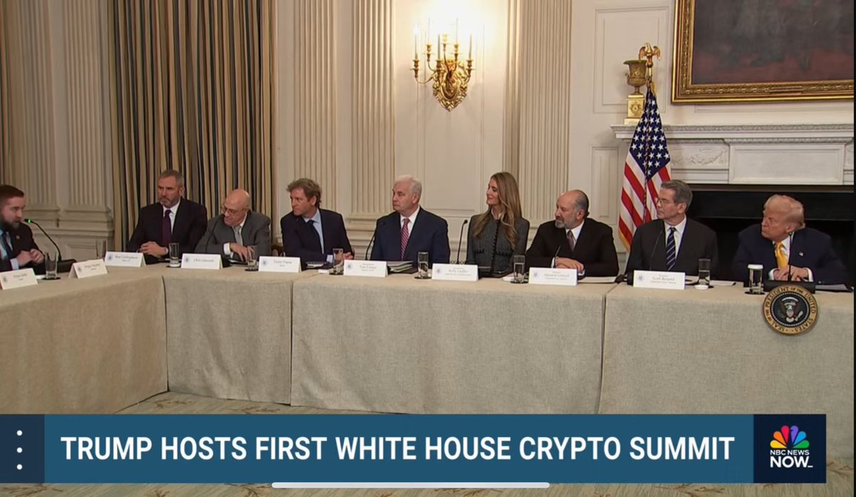 Ripple CEO Brad Garlinghouse was sitting close to President Trump at the White  House Crypto Summit 🇺🇸