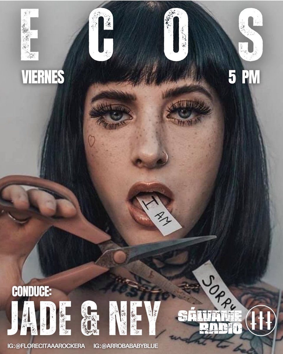 Viernes, 5 PM | Comunícate con Ney  @babyblue_eee  y Jade @florecitaaarockera utilizando #ECOS 
<a href="/ecosalvame/">Ecos SÁLVAME RADIO</a> 

💊 Escúchalas en vivo o en su versión resucitada a la hora que quieras.

salvameradio.com/links