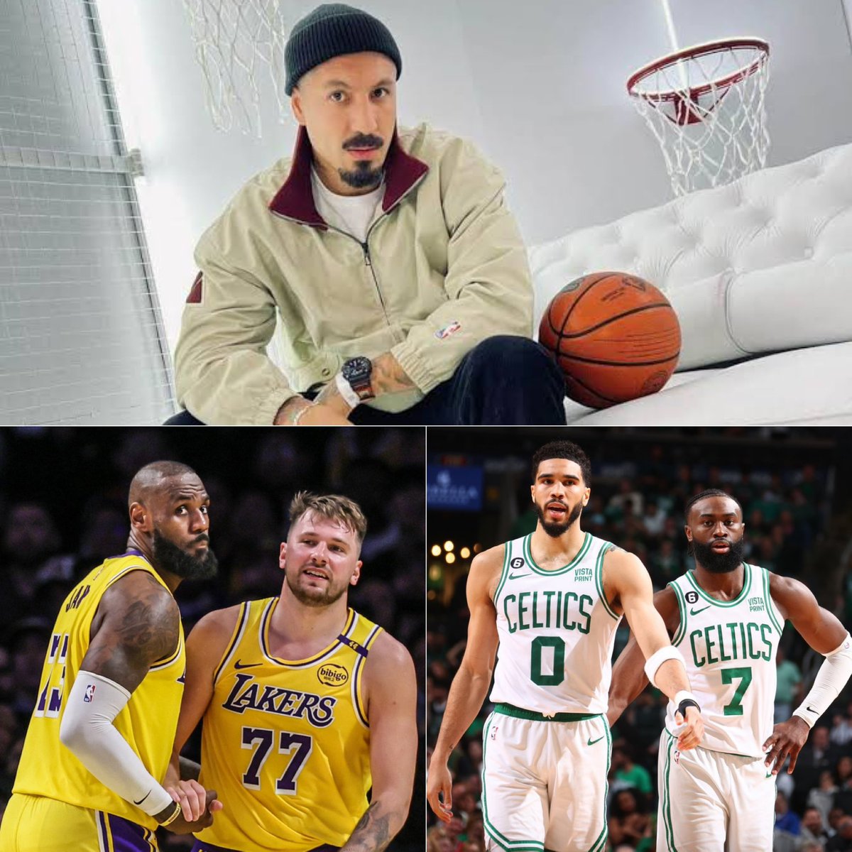 brasilcoast2's tweet photo. Fê Medeiros:

"A final da NBA será entre Lakers e Celtics. 
Bom pra liga, bom pra audiência… Lebron e Luka na final. 

O OKC eu concordo que ainda tem que se provar, pra que a gente realmente fale que é o grande favorito. Mas o hot take é esse:

Vai dar Luka e Lebron na final contra os Jays."

🗞️- @NBABrasil