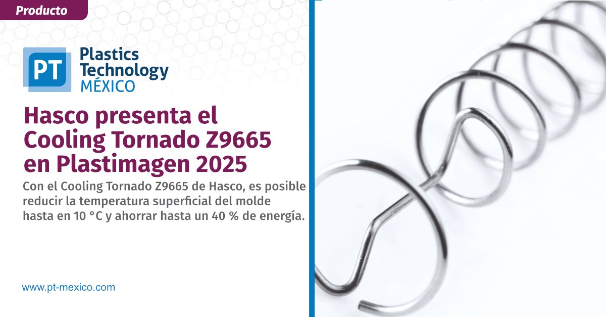 plastechmex's tweet image. [Producto] 👉 Con el Cooling Tornado Z9665 de #Hasco, es posible reducir la temperatura superficial del molde hasta en 10 °C y ahorrar hasta un 40 % de energía.

🔵 Encuentre aquí más detalles: pt-mexico.com/productos/hasc… 

#Plastimagen2025 #Moldes #IndustriaDelPlástico