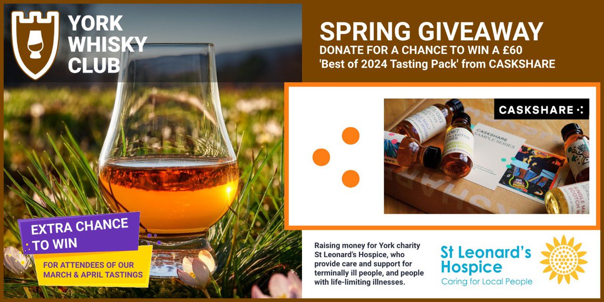 ❓Do you love great whisky &amp; fancy winning a great tasting set 🥃?

❓Would you like to support an amazing charity that provides care &amp; support for terminally ill people, &amp; people with life limiting illnesses?

⭐️ Do both in our Spring Giveaway:

justgiving.com/page/yorkwhisk…

#Whisky