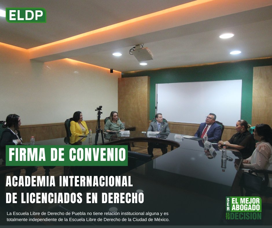 ELDPuebla's tweet image. Hoy, la ELDP firmó un Convenio de Colaboración con la Academia Internacional de Licenciados en Derecho, con el propósito de establecer alianzas que fortalezcan la formación académica y profesional de nuestra Comunidad Libre.

#ComunidadLibre ⚖ #ELDP