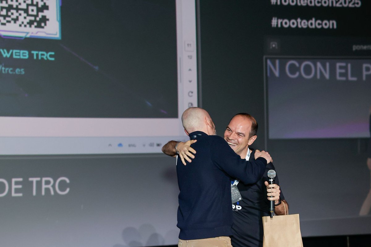 ProtAAPP's tweet photo. Y para cerrar esta maravillosa jornada....el Premio “ProtAAPP 2025” es...para Casimiro Nevado por su contribución a la mejora de la seguridad de la información del personal de las AAPP #ciberseguridad #AAPP @ProtAAPP @rootedcon #sala19 https://t.co/XiVQz8E98y