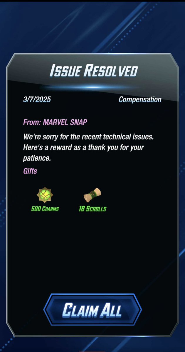 interrobange's tweet photo. Some players are receiving charms and scroll compensation in inbox 👀 https://t.co/SNPLORapzZ