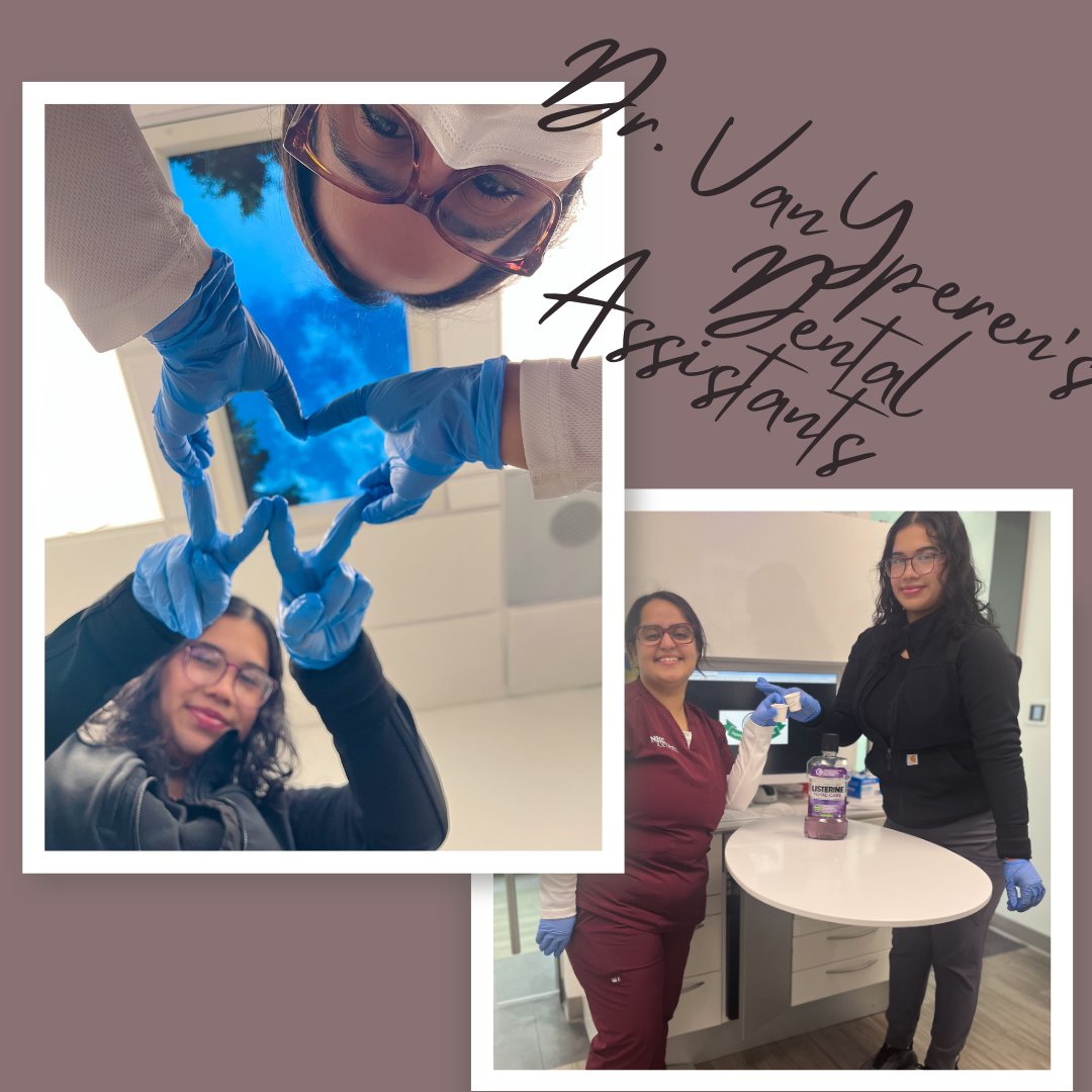 Say hey to Dr. VanYperen's Dental Assisting Team:
(Bottom Photo) Yasameen (left), Yesenia (right), and Jill (not pictured by choice). Yasameen, Yesenia, and Jill are all passionate about oral care and incredibly compassionate. Come visit Dr. VanYperen and his team today! 😁🦷🪥