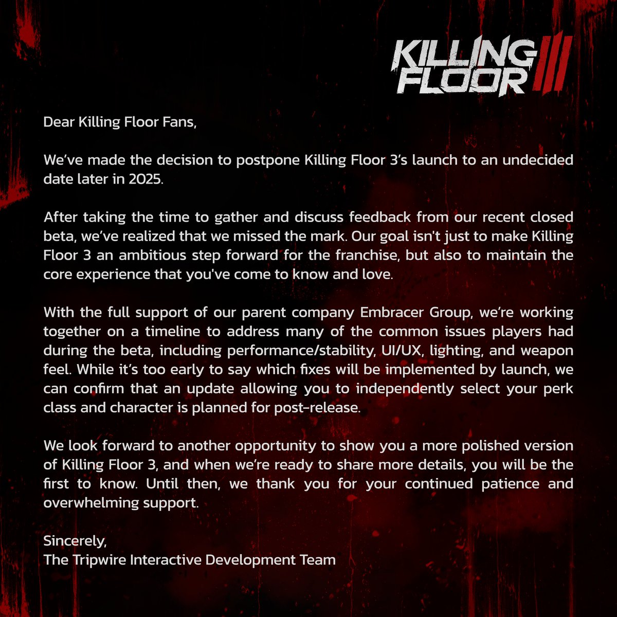 KF3news's tweet photo. The Specialist System is being removed from Killing Floor 3 - you'll be able to play ANY character with ANY Perk/Class (Ninja Mr. Foster😄). 

This is likely a MAJOR undertaking for Tripwire - so it won't be coming until after KF3's Launch (still TBD)

#gaming #game #KillingFloor3 #KF3