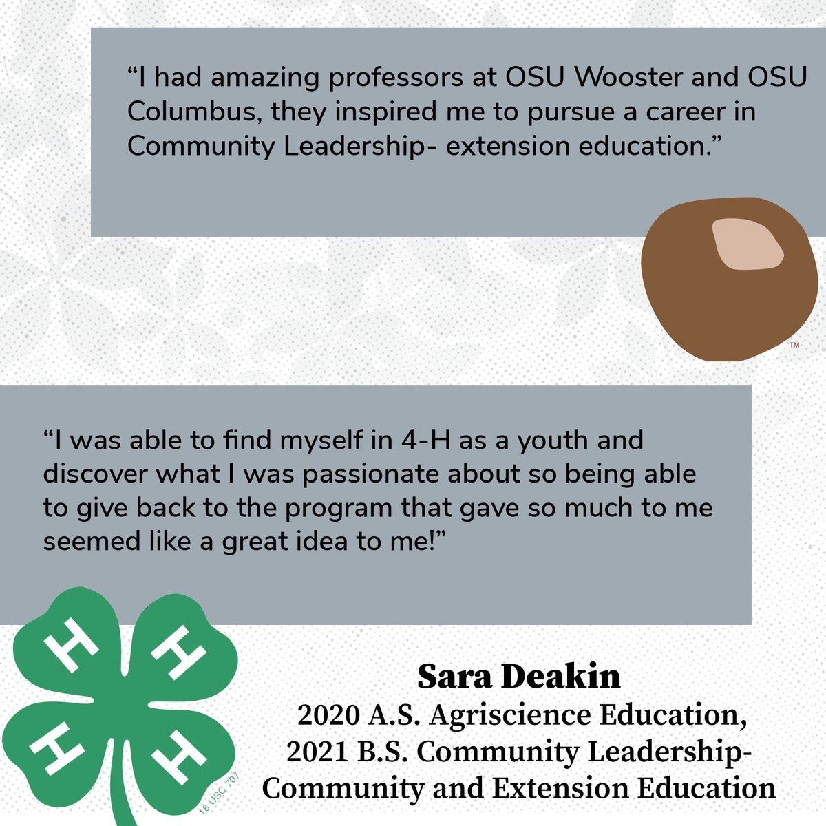 ACELatOSU's tweet photo. Happy Ohio 4-H Week! 🍀
Highlighting the incredible journey of Sara Deakin, an Ohio 4-H alum who continues to make a difference as the program assistant for the Ohio 4-H state office!
#Ohio4HWeek #acelatosu #CFAES https://t.co/e4DoDpavIW