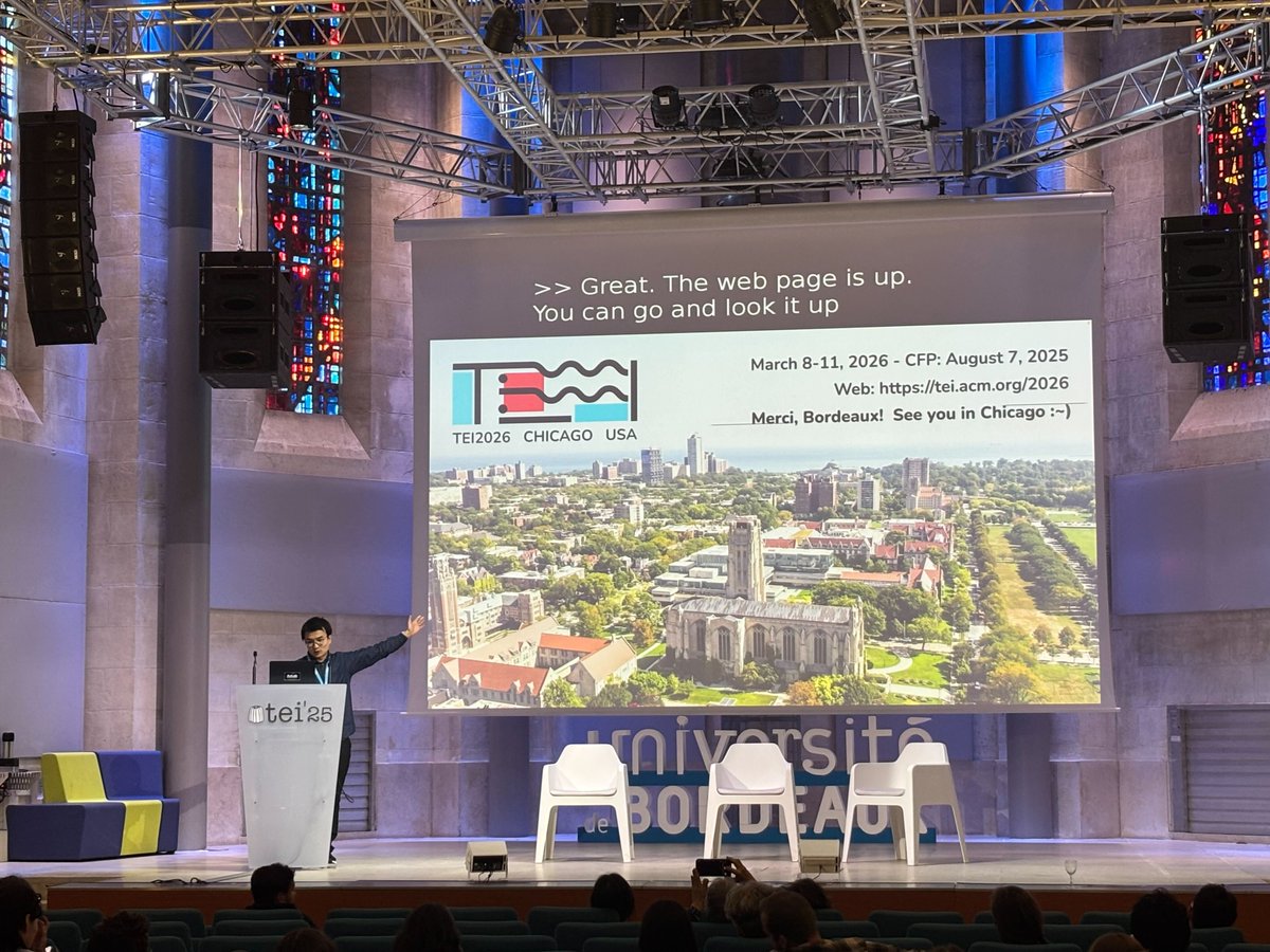 I'm THRILLED to share that, as one of the General Chairs, we will host #TEI2026 conference in Chicago, USA!!!
Held at The University of Chicago and its neighbor (Hyde Park, Chicago), it will be an excellent opportunity for you to visit Chicago.
<a href="/tei_conf/">TEI Conference</a>
tei.acm.org/2026