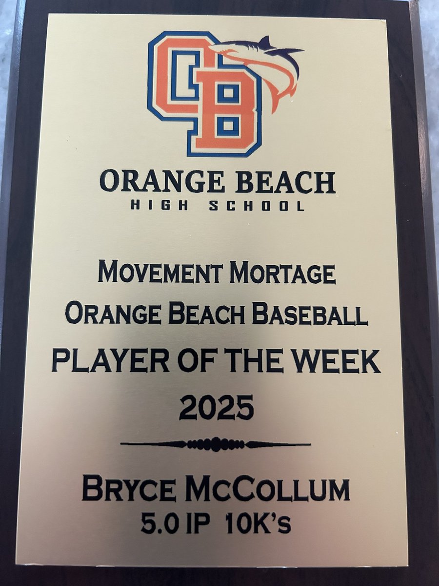 BryceMcCollum3's tweet photo. Blessed, Thank you Chad Hampton for the honor. @OrangeBeachBSB @PrepBaseballAL @PRU334 https://t.co/jY9SpwAiQe
