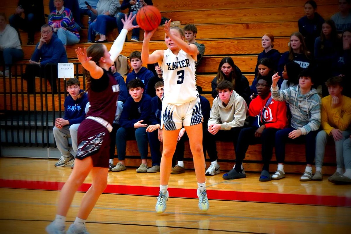 ProductionsW7's tweet photo. Last nightβs @jollygoodsoda Player of the Game, Xavier GBB junior Brynn Krull who led all players with 22 pts ( 3 3pt in 2nd half, 5/6 FT ) in the Hawksβ 44-38 Sectional semifinal win over Winneconne! ππΌππΌππΌππΌ #SignTheWall #wiaagb #roadtotheresch @brynnkrull3 https://t.co/8wgcnfWAFt
