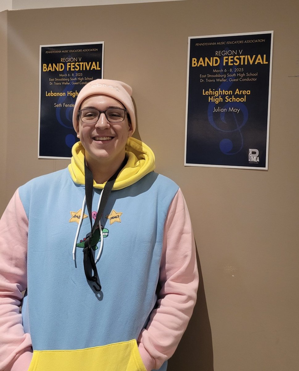 BandLahs's tweet photo. Congratulations Julian May, member of 2025 PMEA Region 5 Band Ensemble. Top musicians from 15 local counties auditioned - so proud of him representing Lehighton in the top 3 on his instrument! ⁦⁦@LehightonHighSc⁩ ⁦@LAMSLehighton⁩  ⁦⁦⁦⁦@LehightonElem⁩ https://t.co/TWkIFylD78