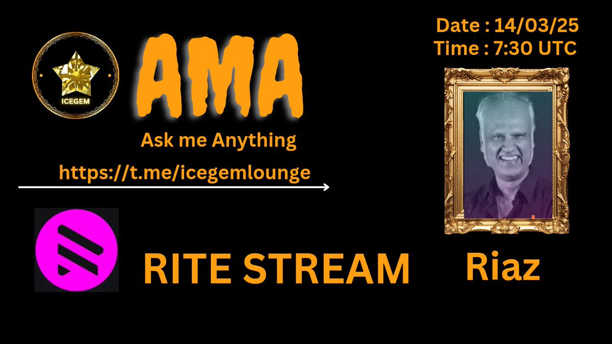 icegem2025's tweet photo. 🔺We're excited to announce that we'll be hosting  Rite streamAMA with #Raiz

🗓 Date    : 14th March 2025
⏰ Time   : 7:30 PM UTC 
📌 Venue : Icegem 

✅Set remainder 

💲 Prize pool - 100$
  Venue : https://t.co/TKj9Ath9YY https://t.co/8rR8a3q24b