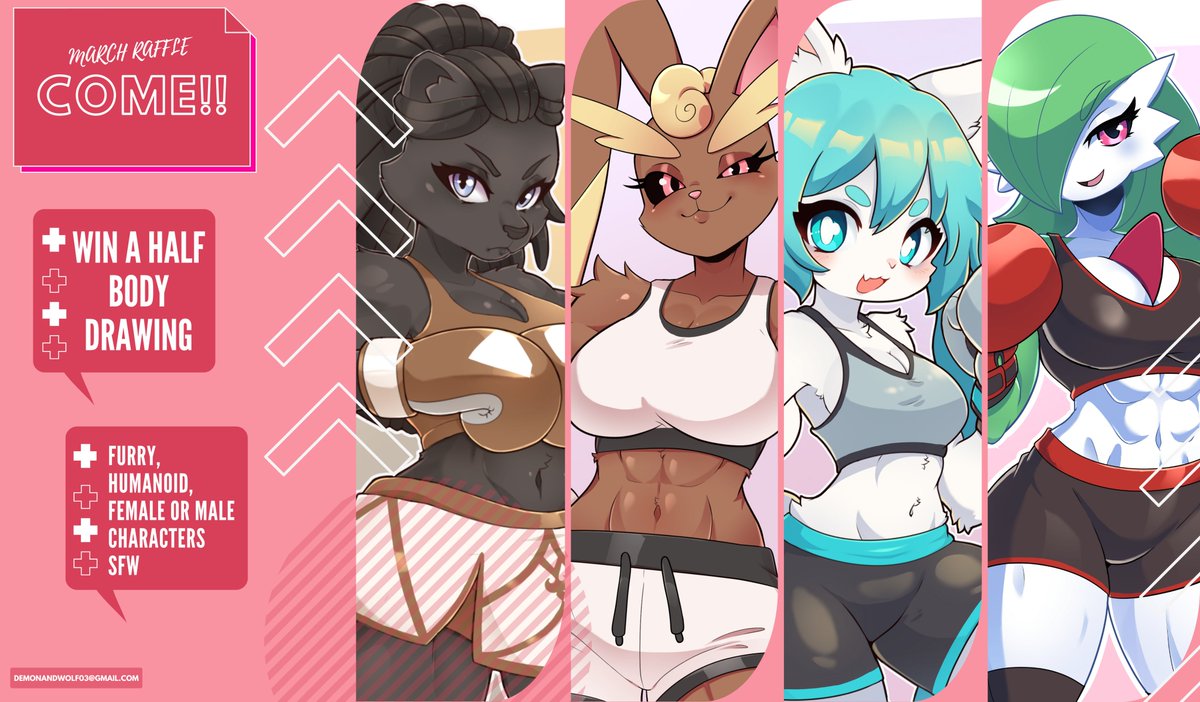 RAFFLE TIME!! Win a Half Body drawing, It can be humanoid, furry, male or female, it doesn't necessarily have to be boxing themed!

To participate:

-Comment
-Repost
-Follow me

I'll announce the winner on March 26th, it's my birthday! Good luck to everyone. 🥊