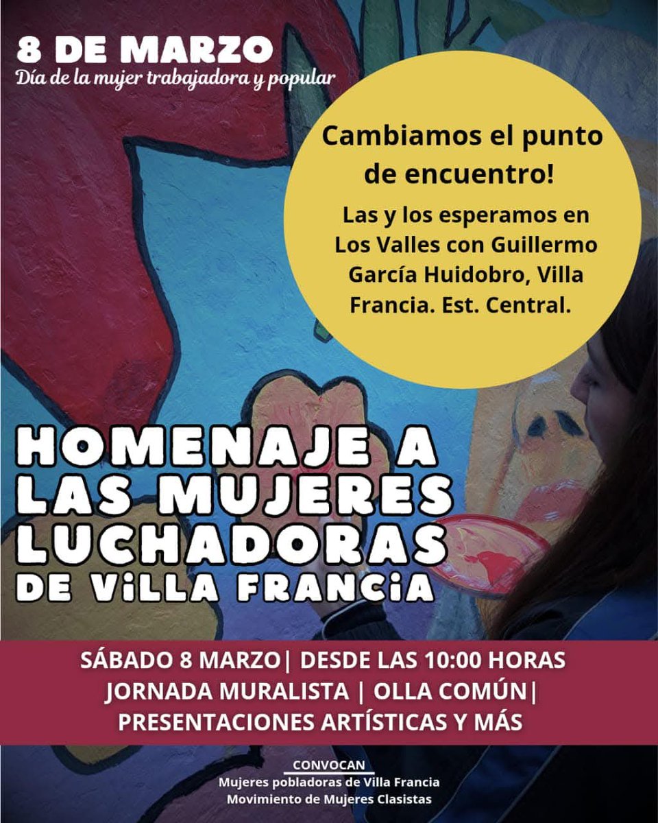 InquietandoM's tweet photo. 💜🖤 TODAS/OS INVITADAS/OS A CONMEMORAR LA LUCHA

📍 Los Valles con Guillermo García Huidobro, Villa Francia

🕙 A partir de las 10:00 am https://t.co/WqlYwyrwWQ