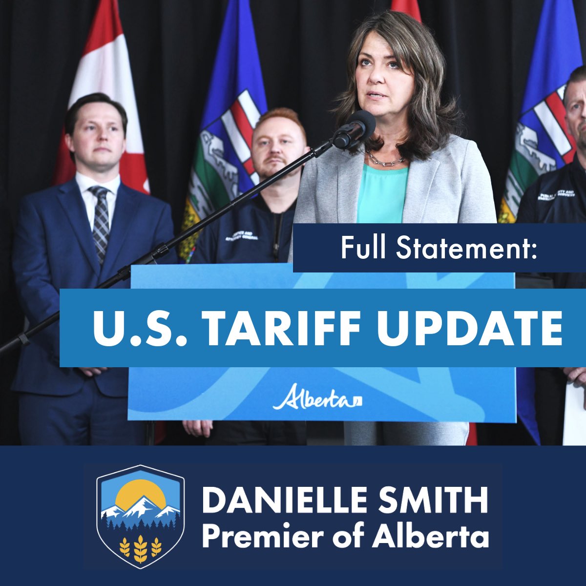ABDanielleSmith's tweet photo. It was reported yesterday that U.S. President, Donald Trump, has paused his threatened tariffs on Canadian goods until the commencement of so-called “reciprocal tariffs” scheduled to be placed on goods imported into the United States from all countries on April 2nd. The President is also now threatening to unilaterally place additional tariffs on other Canadian goods.

Yesterday’s presidential executive order mandating the pause is unclear as to which goods it actually applies to and what legal forms and requirements will be needed to qualify. 

The Government of Alberta will therefore be moving forward with our Tariff response until these questions have been adequately dealt with and the continued threats and unilateral imposition of tariffs in contravention of the CUSMA has stopped.

The repeated pausing and unpausing of U.S. tariffs is causing great investment uncertainty and market volatility right across North America, and continues to confuse Canadians and Americans alike. 

Given the Canadian federal election is likely to be called within weeks, we ask the United States to abide by the terms of the CUSMA while the election is held, and then commence negotiations shortly thereafter with whomever ends up becoming Canada’s new Prime Minister. 

Doing so would not only show respect for the democratic process of a long time military ally and trading partner, but would also calm markets, de-escalate tensions and demonstrate a good faith effort to respect the agreement negotiated by this very President during his first term while a new agreement is being negotiated between our countries that addresses outstanding trade irritants.