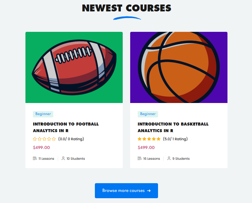 Amrit Vignesh (@avsportsanalyst) on Twitter photo Big news at <a href="/SportAnaIytics/">SportAnalytics</a>! We have officially released our first two courses: Introduction to Basketball Analytics with R taught by <a href="/avsportsanalyst/">Amrit Vignesh</a> and Introduction to Football Analytics with R taught by <a href="/JonahAnalytics/">Jonah Lubin</a>!
#SportAnalytics #Football #Basketball #DataScience Big news at <a href="/SportAnaIytics/">SportAnalytics</a>! We have officially released our first two courses: Introduction to Basketball Analytics with R taught by <a href="/avsportsanalyst/">Amrit Vignesh</a> and Introduction to Football Analytics with R taught by <a href="/JonahAnalytics/">Jonah Lubin</a>!
#SportAnalytics #Football #Basketball #DataScience